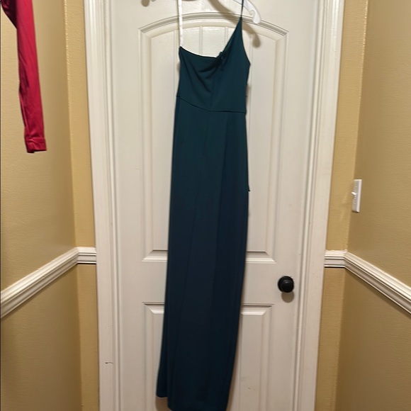 Elegant Teal One-Shoulder Dress - Picture 3 of 4